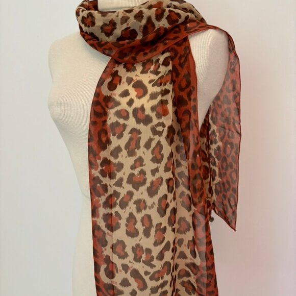 Vintage Signed Honey Brand Scarf 100% Silk Animal Print - Picture 3 of 12